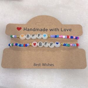 Best Friend Forever BFF Letter Bead Multicolor Stretch Bracelet Set